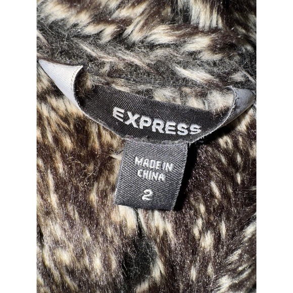 Express Black Fully Lined Faux/Collar Suede Size 2 Gothic Romantic Steampunk - Picture 4 of 7